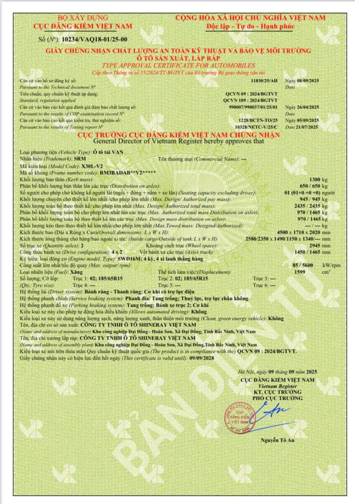 thong so ky thuat xe srm x30l